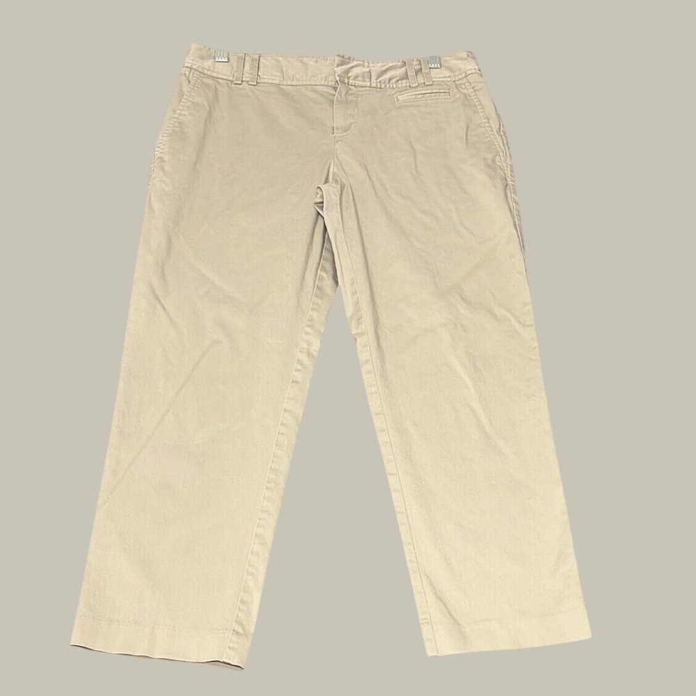 Banana Republic WSHD Saten Crp Khaki Tan Cropped Stretch Pants Size 8